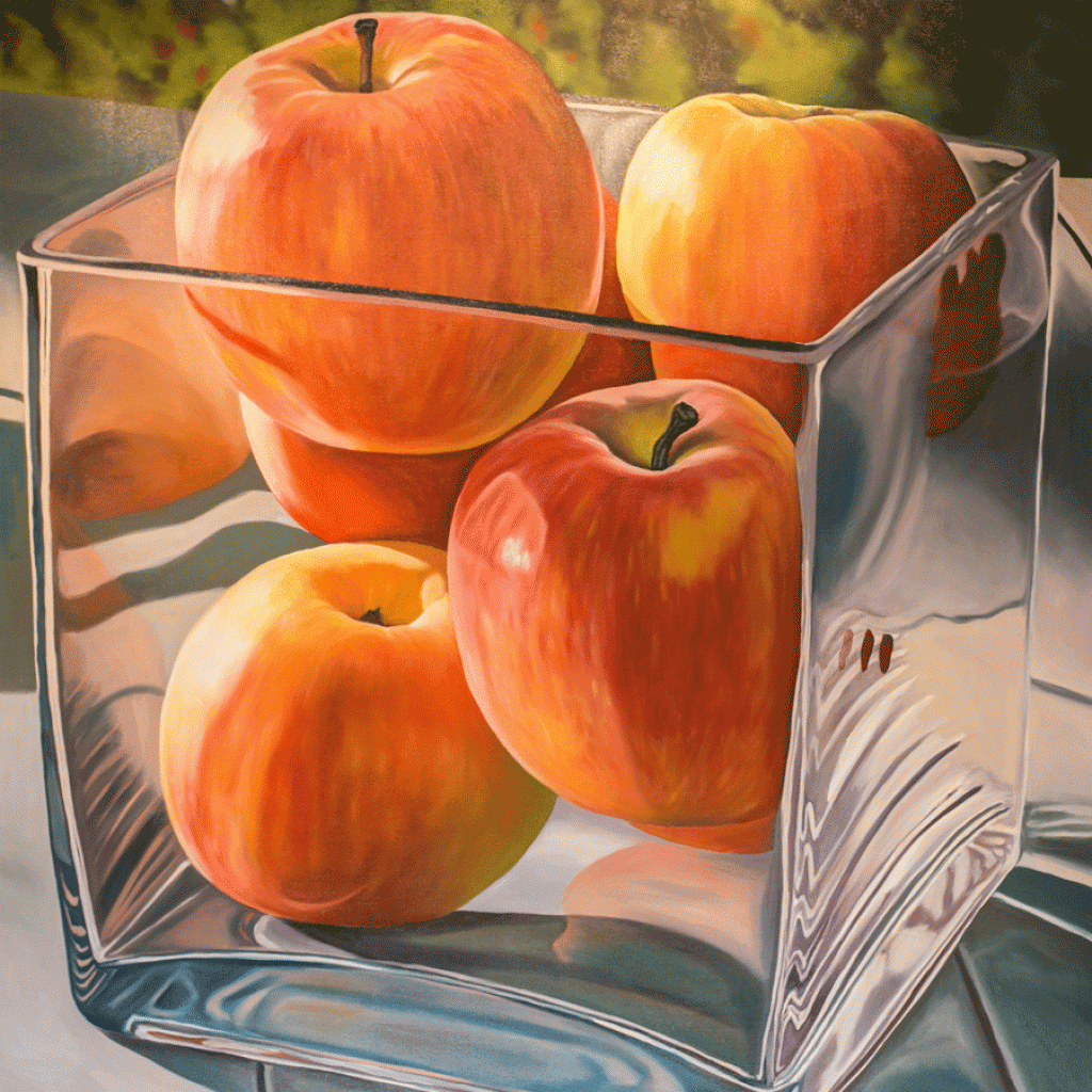 Apples in the glass vase